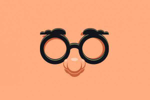 Visage avec des lunettes sur fond orange